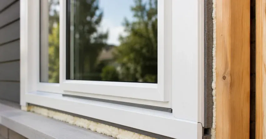 technician installing fiberglass window frame in Monroe & North Street Corridor, Newcastle home