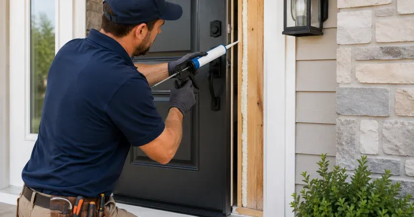 fiberglass front door installed with sidelights in Monroe & North Street Corridor, Newcastle