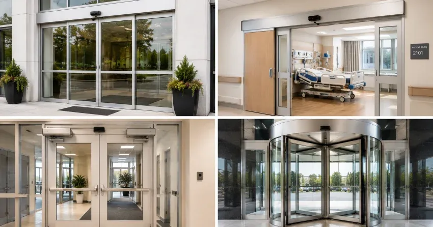 automatic door services technician completing system diagnostic in Newcastle