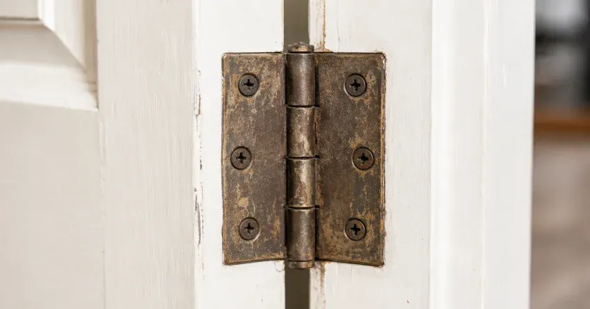 technician adjusting a sagging door hinge in Newcastle